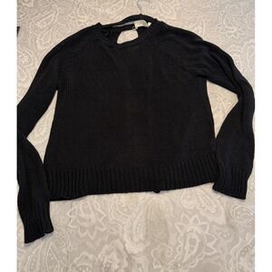 REV Revelation Black Sweater Open Keyholes On Back Witchy Whimsy Goth Lagen L